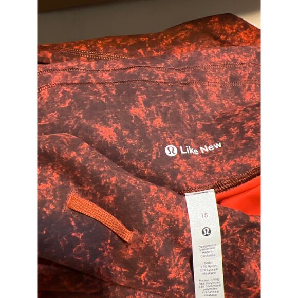 Lululemon Wunder Train High Rise Tight Denim Wash Print Autumn Red Size 18 - Picture 3 of 4